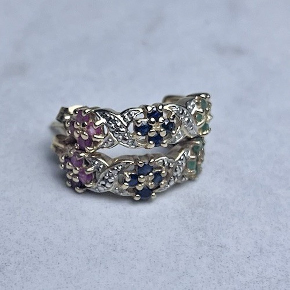 Gold Vermeil 925 Sterling Silver Sapphire Hoop Earrings Huggie Small Hoops - Picture 7 of 16